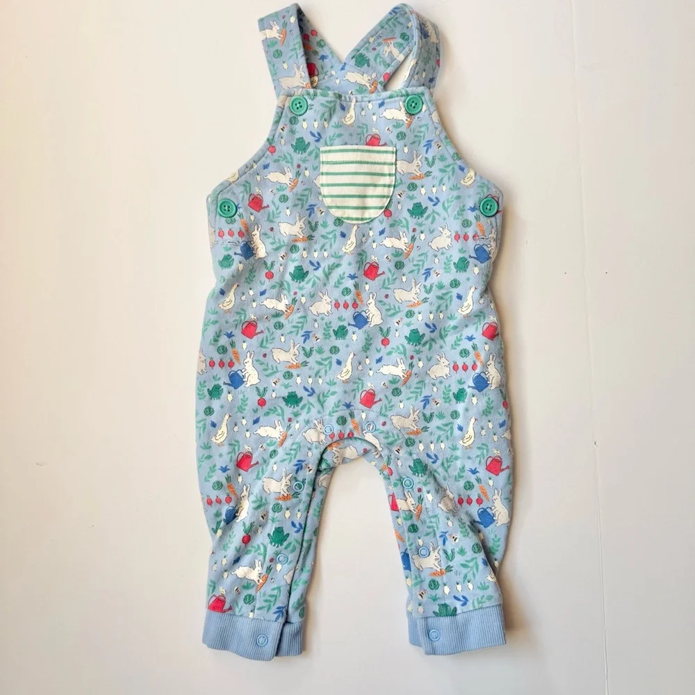 Mini Boden Garden Print Baby Overalls Dungarees Blue Green 6–9M - Picture 2 of 5